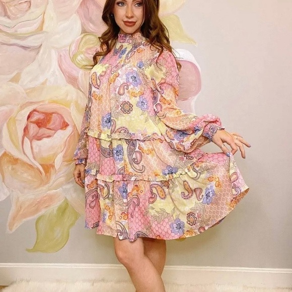 FATE Paisley Smocked Mini Dress - Picture 2 of 15
